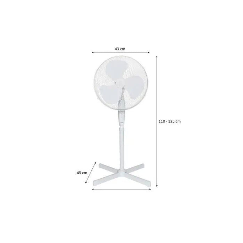OCEANIC Ventilateur Sur Pied, Diamètre Ø 40Cm, Oscillant, 3 Vitesses, 45W, BLANC