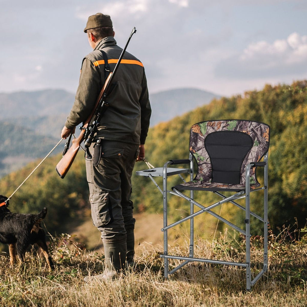 Chaise De Camping Pliante Avec Table Latérale Amovible Charge 150KG Chaise De Pêche Avec Porte-Gobelet Pour Chasse Randonnée