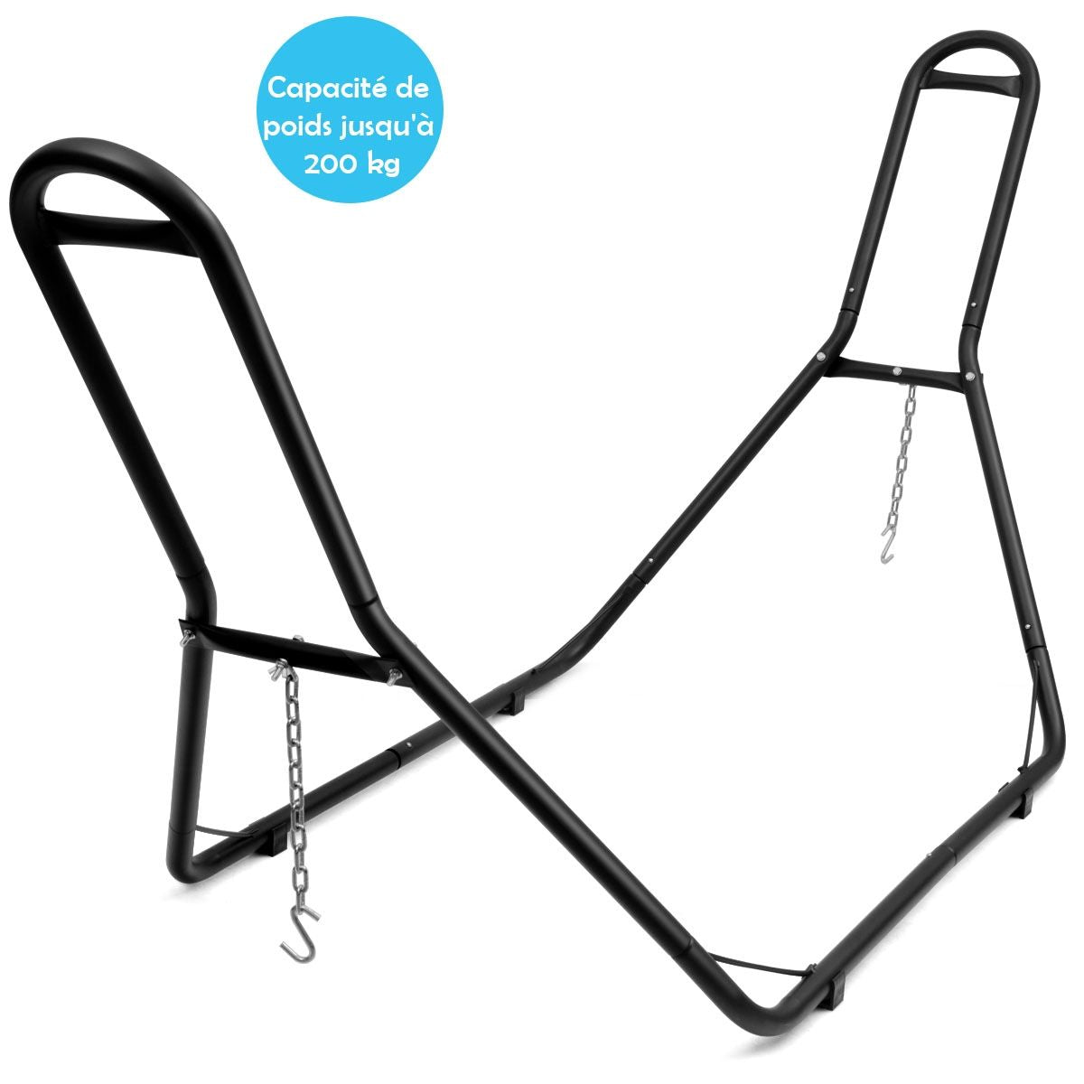 Support De Hamac Type-H Pour 2 Personnes Capacité 200 Kg (Hamac Non-Inclus) Avec Chaines En Métal 280X95X115Cm