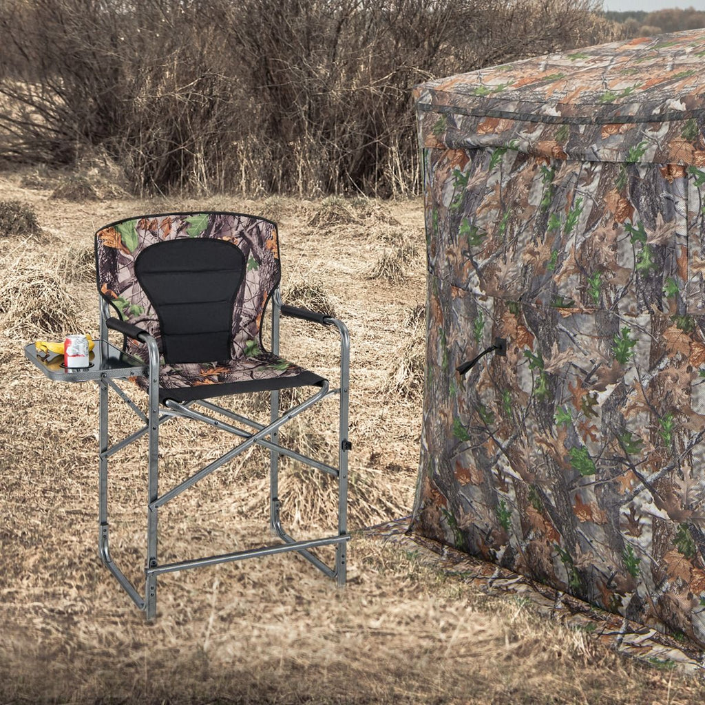 Chaise De Camping Pliante Avec Table Latérale Amovible Charge 150KG Chaise De Pêche Avec Porte-Gobelet Pour Chasse Randonnée