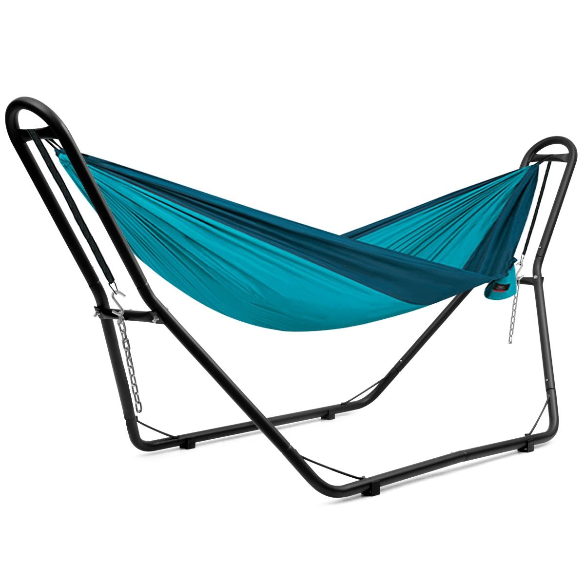 Support De Hamac Type-H Pour 2 Personnes Capacité 200 Kg (Hamac Non-Inclus) Avec Chaines En Métal 280X95X115Cm