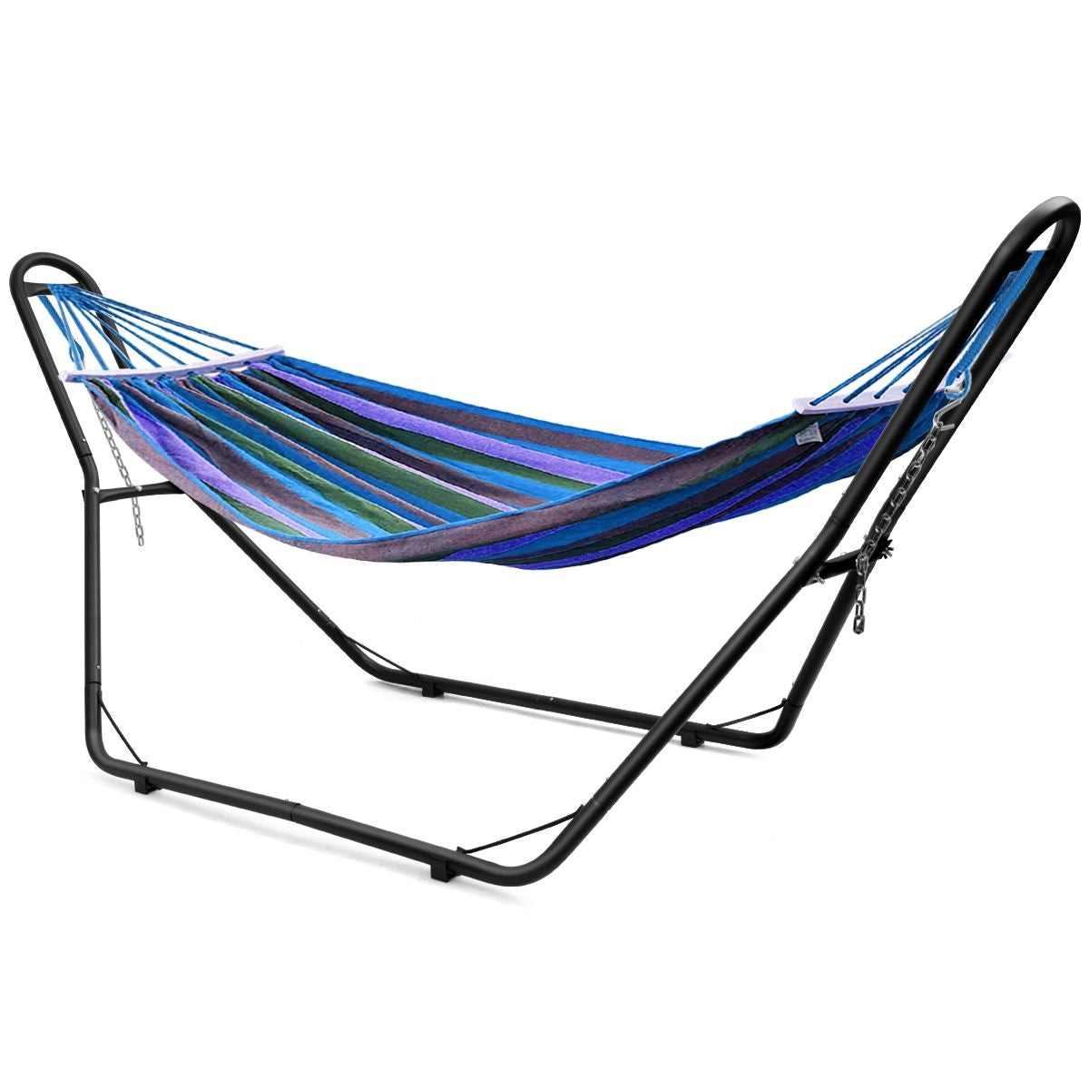 Support De Hamac Type-H Pour 2 Personnes Capacité 200 Kg (Hamac Non-Inclus) Avec Chaines En Métal 280X95X115Cm